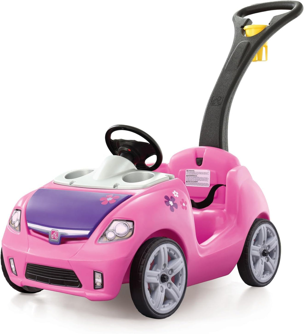 Step2 Whisper Ride II Kids Push Car, Ride-On with Seat Belt & Horn, Pink