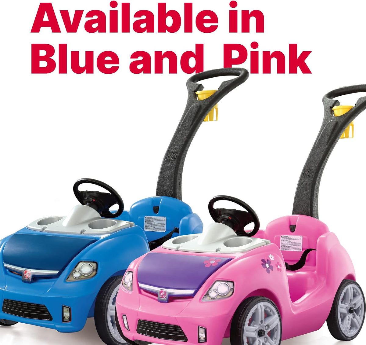 Step2 Whisper Ride II Kids Push Car, Ride-On with Seat Belt & Horn, Pink