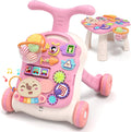 QDRAGON 3 in 1 Baby Walker and Activity Center for Girl 12-18 Months, Pink