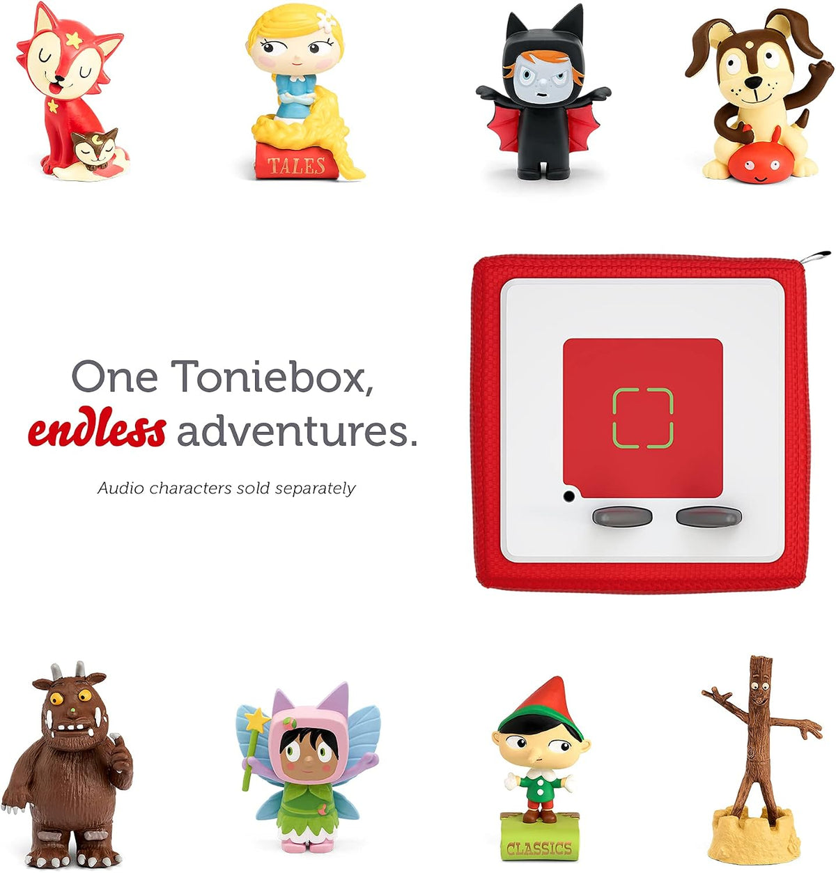 Toniebox 1 Audio Player Starter Set with Playtime Puppy - Listen, Learn, and Play with One Huggable Little Box - Red