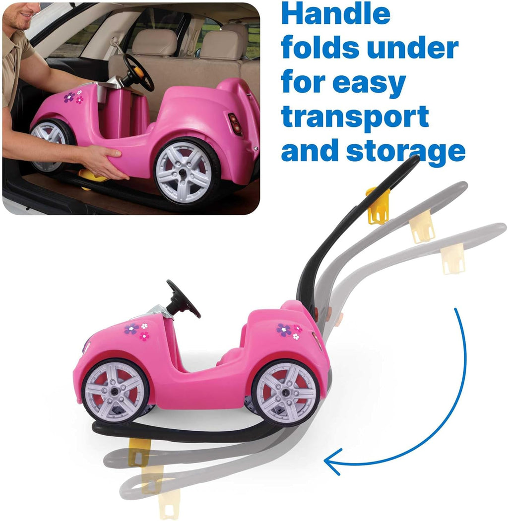 Step2 Whisper Ride II Kids Push Car, Ride-On with Seat Belt & Horn, Pink