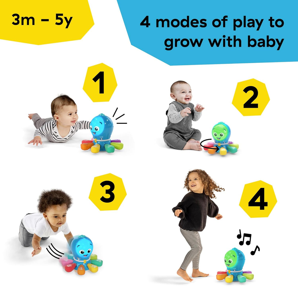 Baby Einstein Ocean Explorers Go Opus Go 4-in-1 Crawl & Chase Activity Learning Toy, Music and Lights, Ages 3 Months to 5 Years
