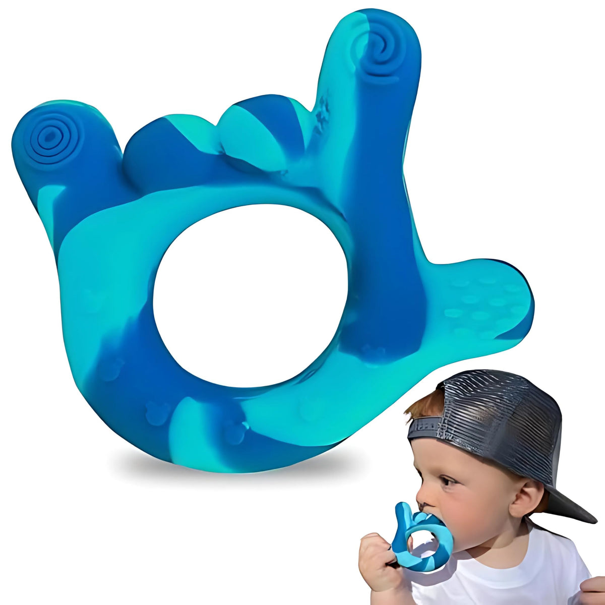 I Love You Silicone Hand Teether, Teethers for Babies 3-6 Months, Soft Teething Toys 6-12 Months bpa Free, Massaging Teething Relief (Electric Pink)