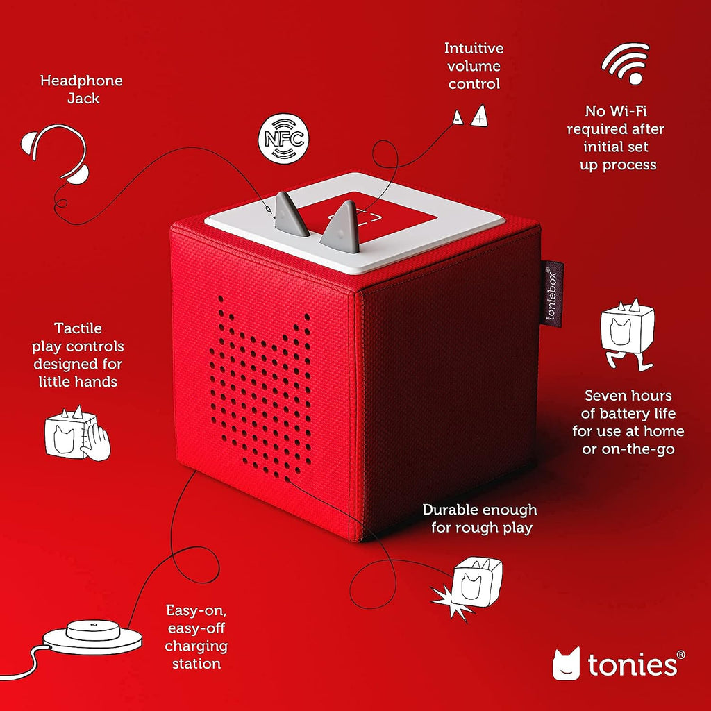 Toniebox 1 Audio Player Starter Set with Playtime Puppy - Listen, Learn, and Play with One Huggable Little Box - Red